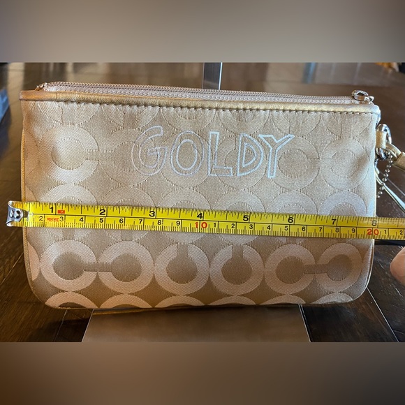 Coach Poppy Chan Goldy Wristlet Leather Jewel embellishments Signature C NEW